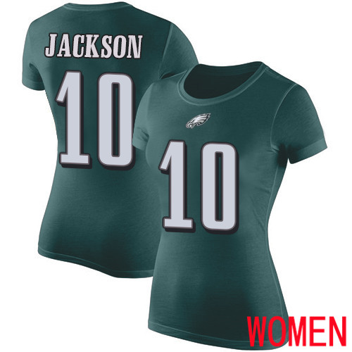 Women Philadelphia Eagles #10 DeSean Jackson Green Rush Pride Name and Number NFL T Shirt->nfl t-shirts->Sports Accessory